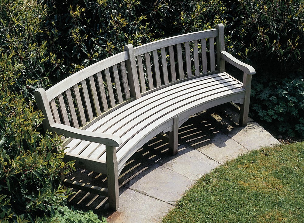 Curved garden bench with back sale