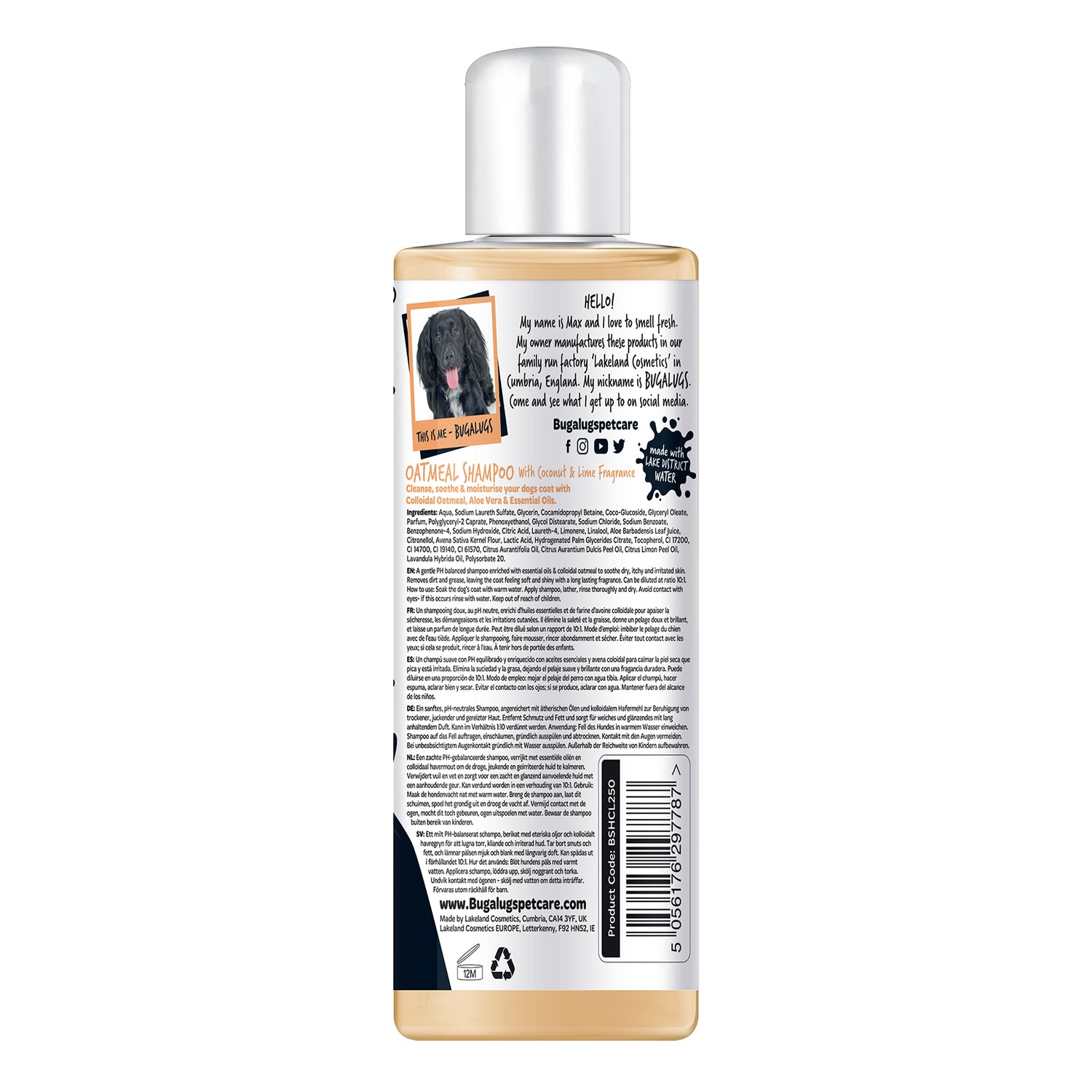 Bugalugs 250ml Oatmeal Shampoo Back of Bottle.jpg