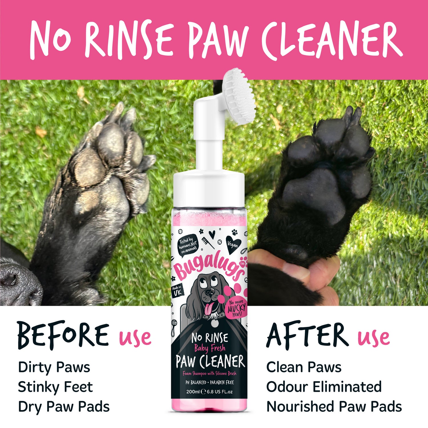 Bugalugs Baby Fresh NO RINSE Paw Cleaner_Before After.jpg