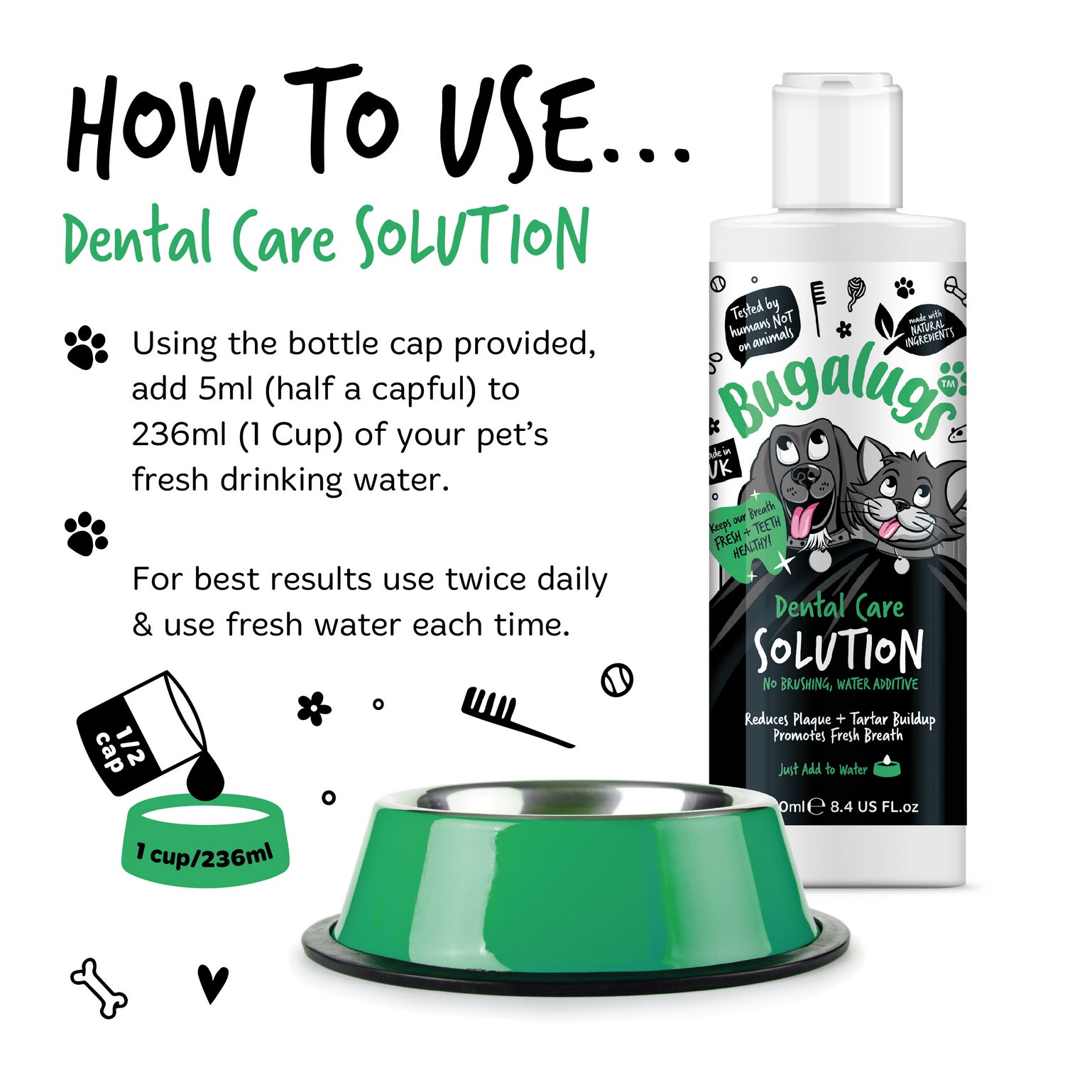 Bugalugs Dental Solution 250ml Dog Cat Secondary images_How to use.jpg