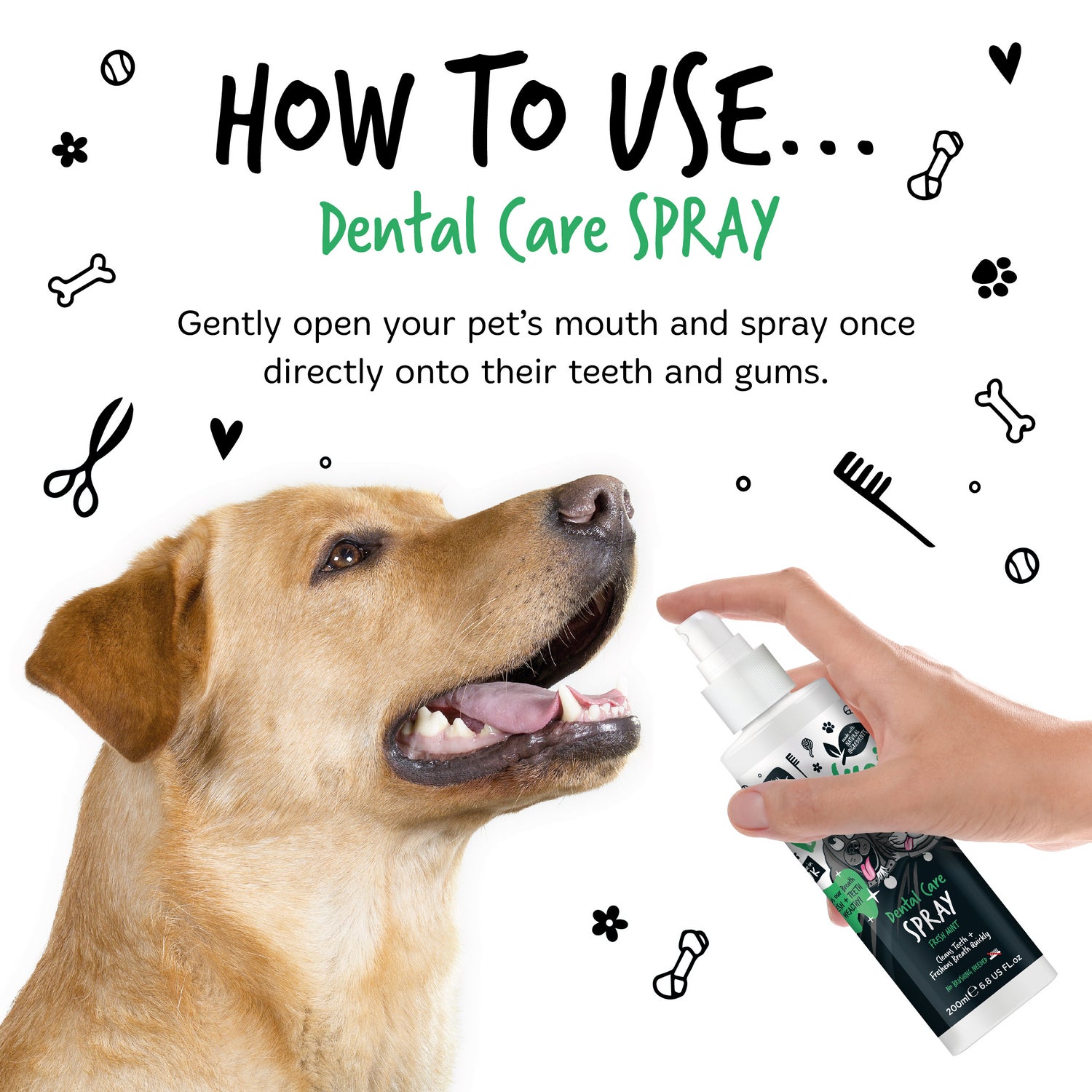 Bugalugs Dental Spray 200ml Dog Cat Secondary images_How to use.jpg