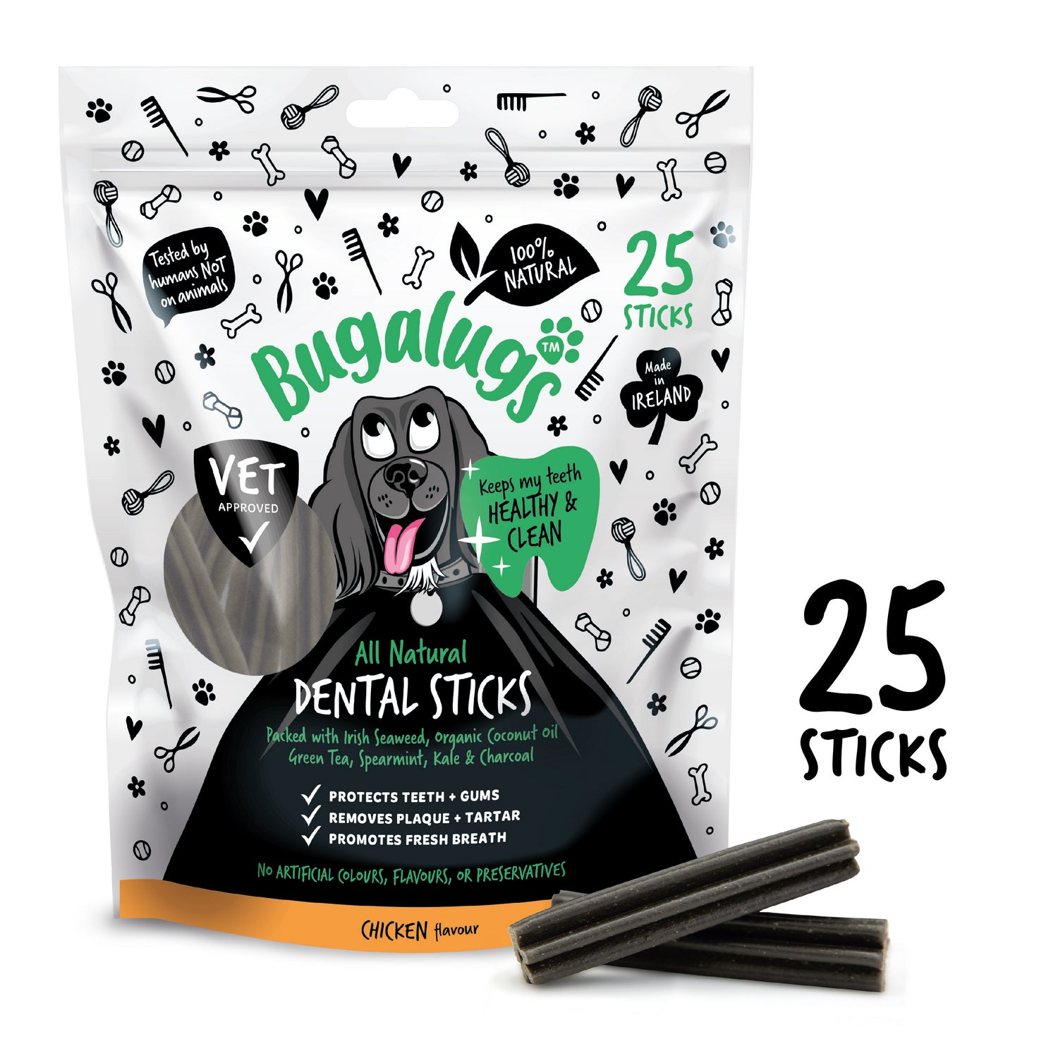 Bugalugs Dental Sticks 25 Dog Secondary images_Front with sticks.jpg