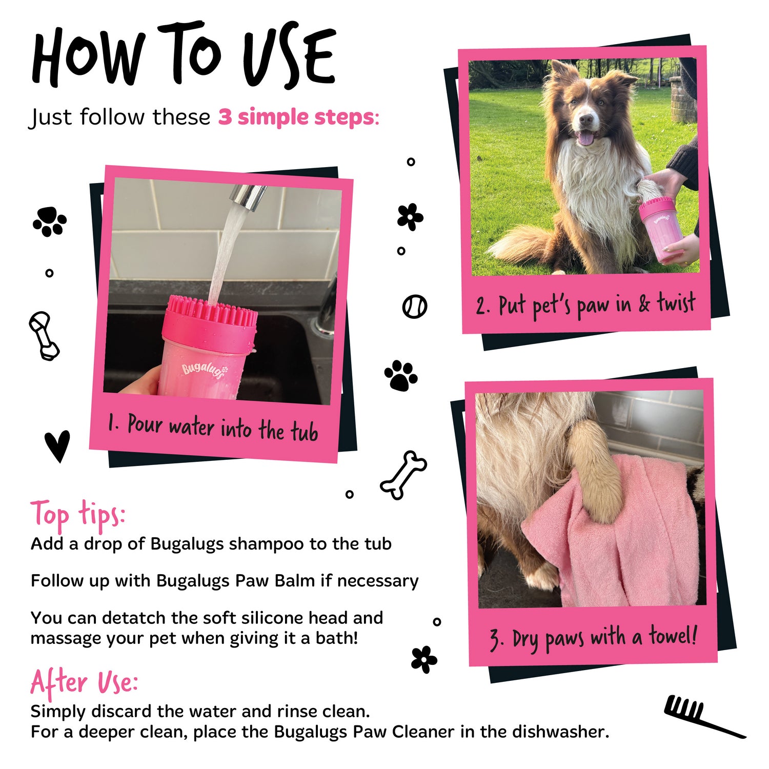 Bugalugs Large Paw Cleaner - Secondary images_How to use.jpg