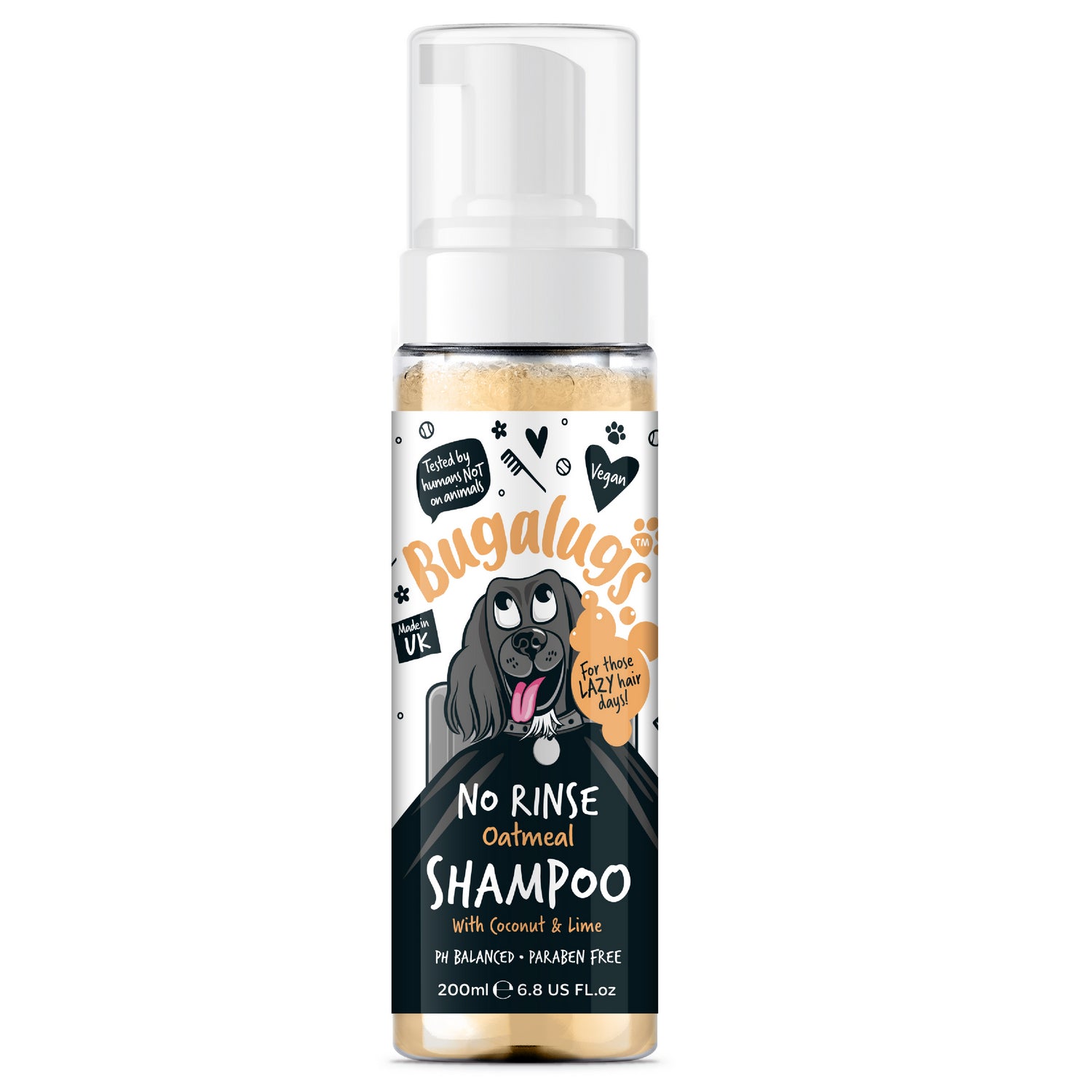 Bugalugs Oatmeal NO RINSE Dog Shampoo_Bottle Front.jpg