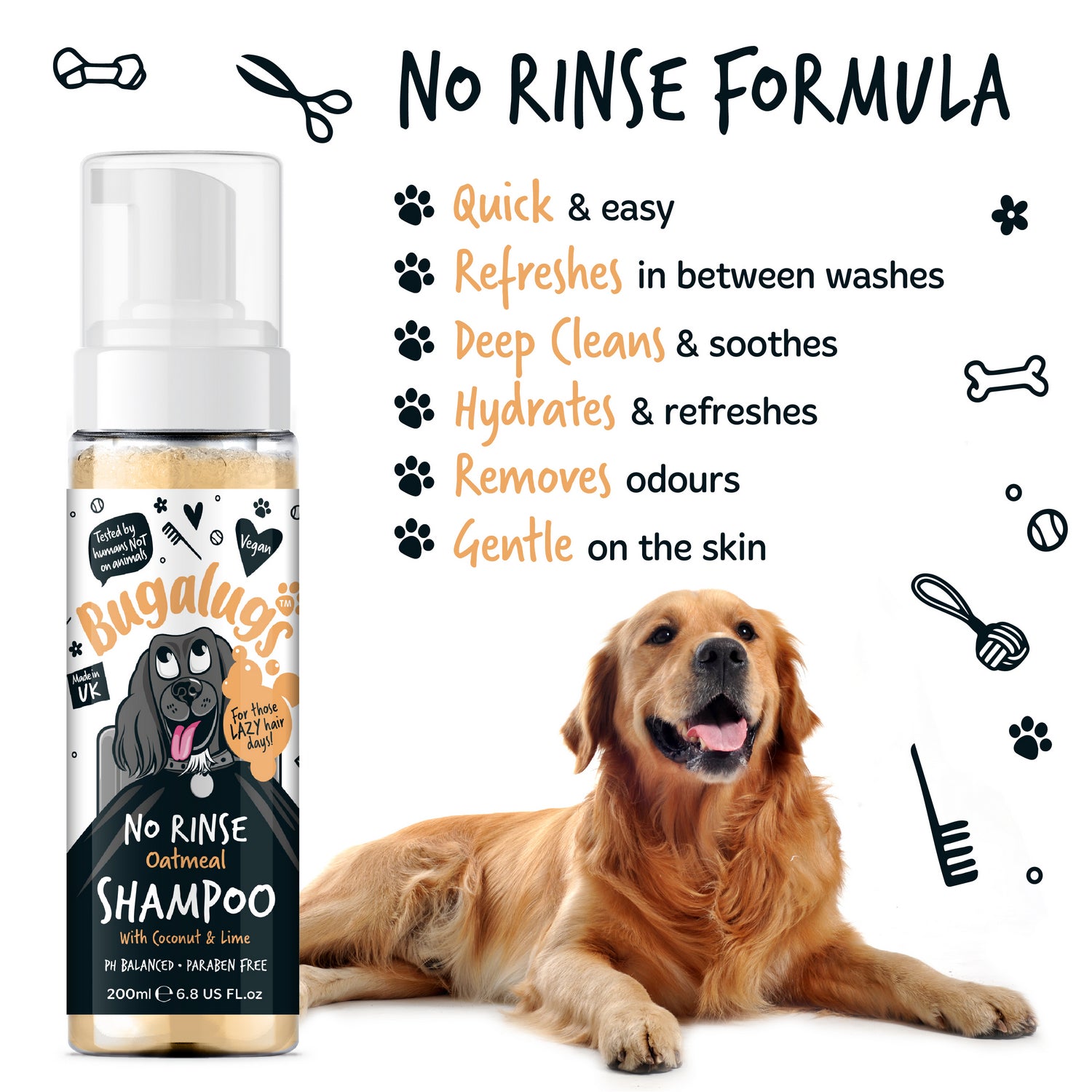 Bugalugs Oatmeal NO RINSE Dog Shampoo_Paw Points.jpg