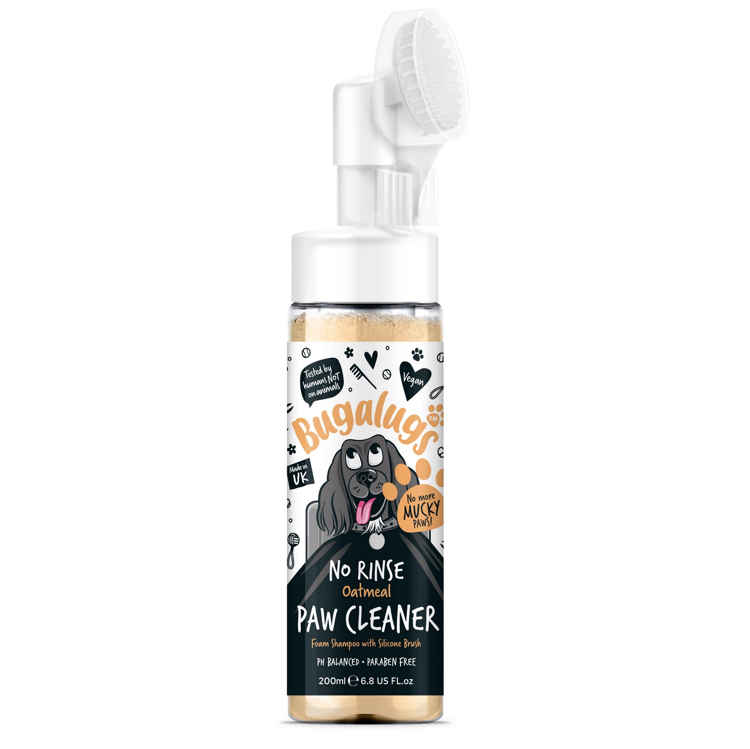 Bugalugs Oatmeal NO RINSE Paw Cleaner_Bottle Front.jpg