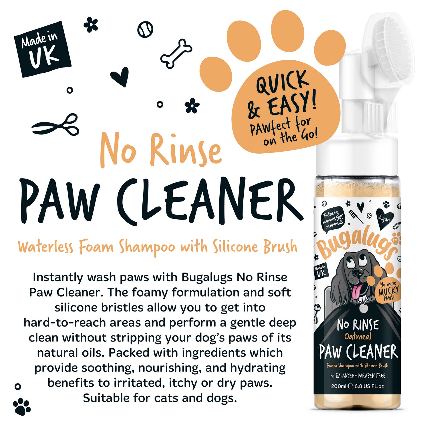 Bugalugs Oatmeal NO RINSE Paw Cleaner_Paw Paragraph.jpg