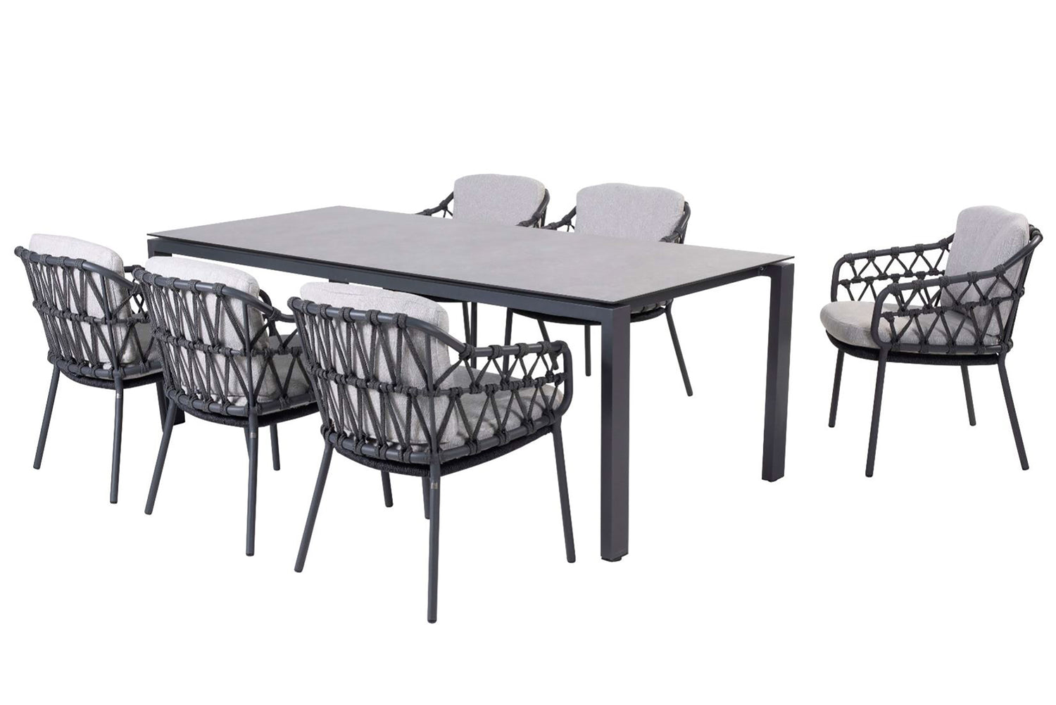 4 Seasons Outdoor Calpi Six Seater Dining Set with 220cm HPL Dining Table