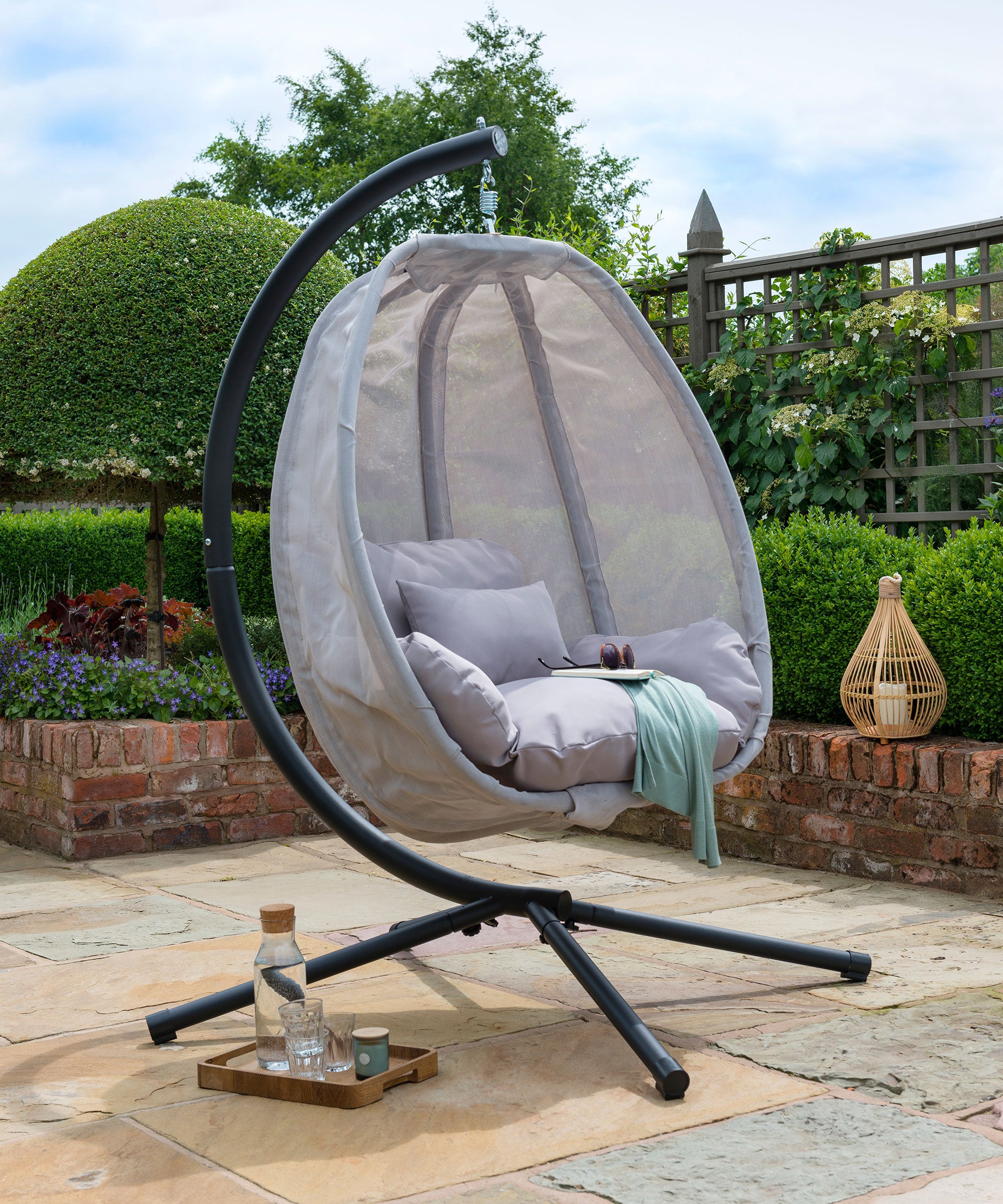 Norfolk Leisure Folding Textilene Hanging Cocoon Grey Hayes Garden World